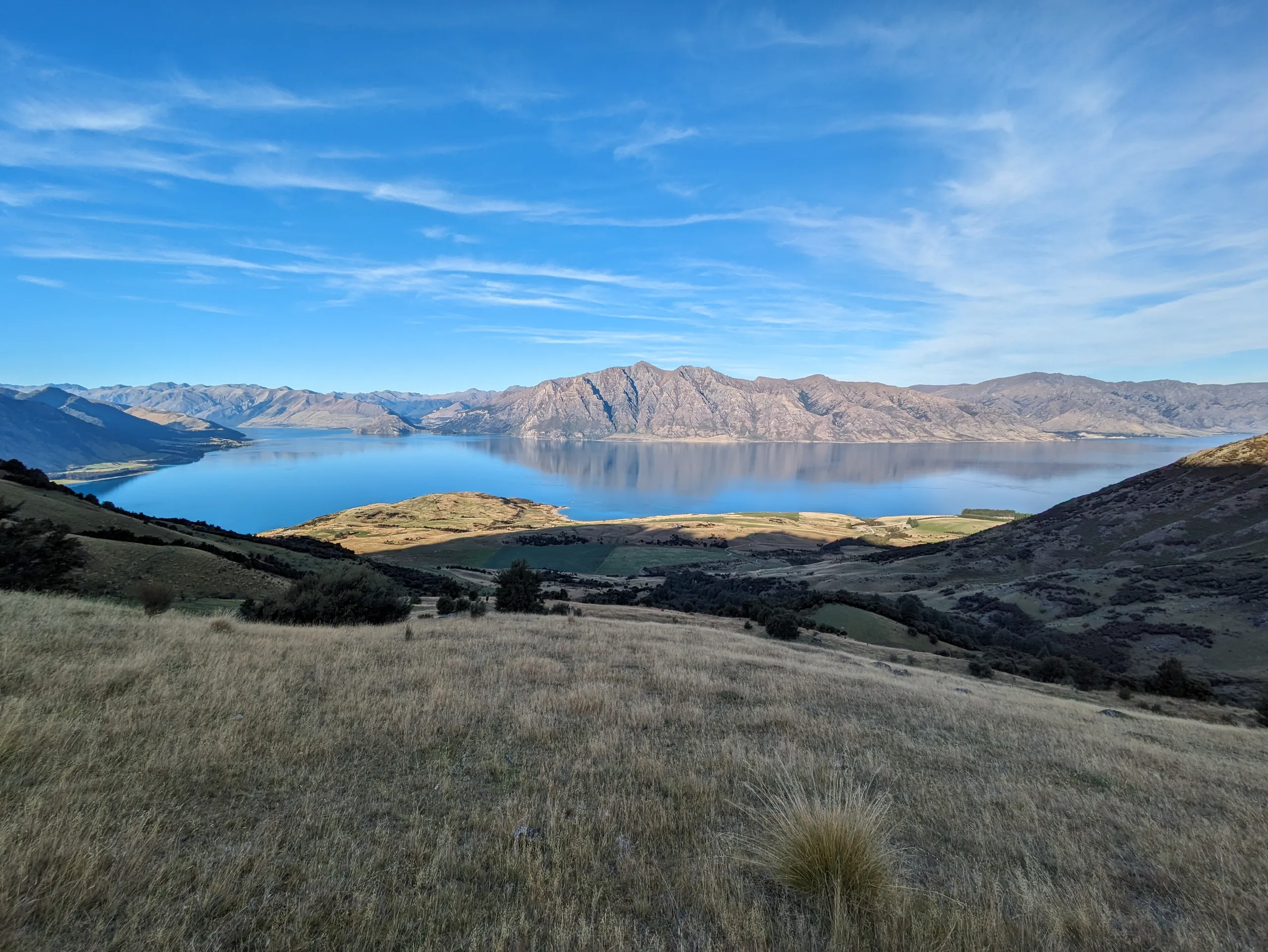 View over Lake Hāwea on the descent